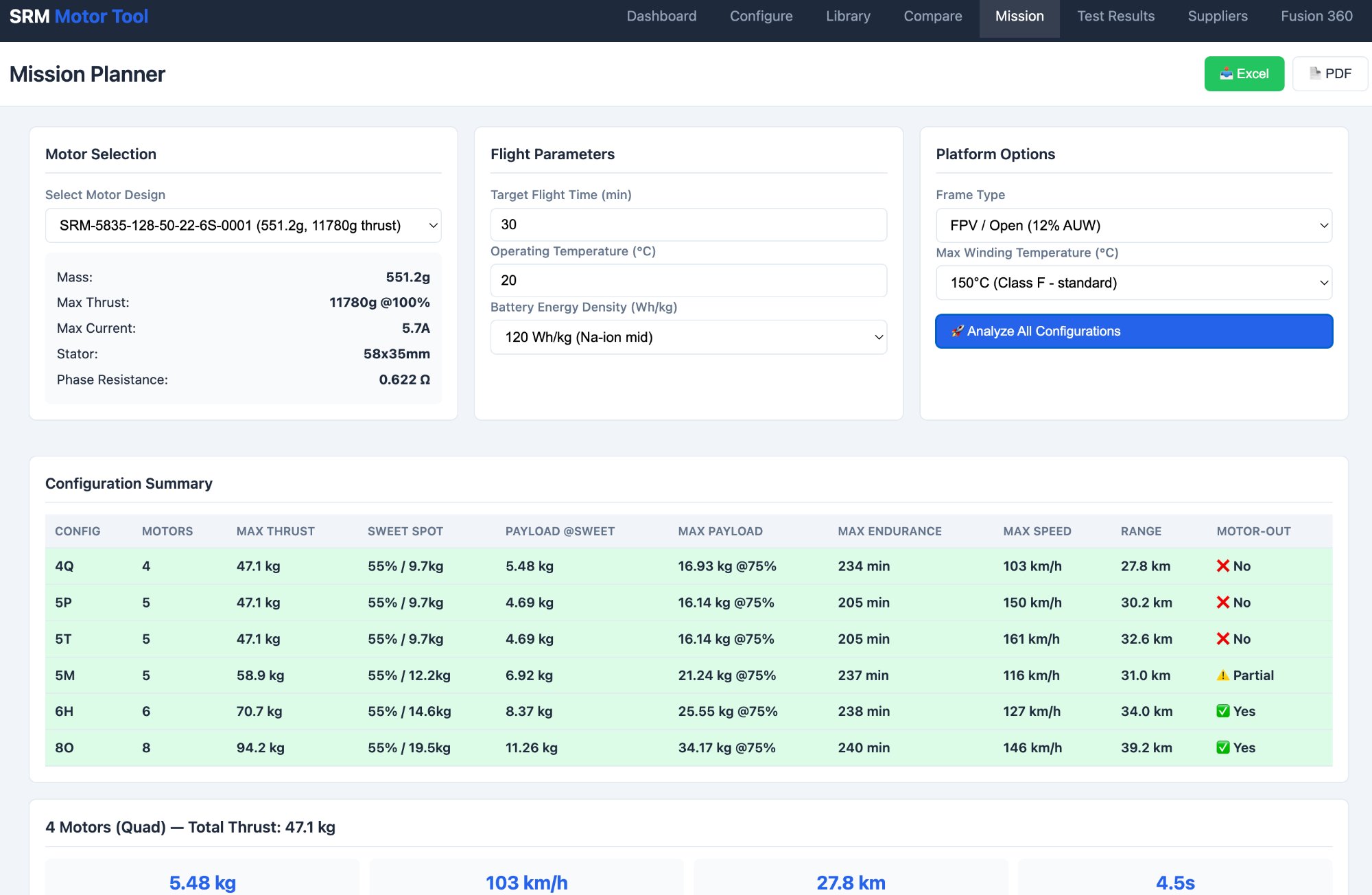 SRM Motor Design Tool screenshot